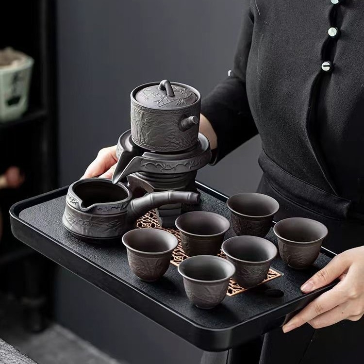 Set Gongfu de ceai din ceramică, cu ceainic, cești și tavă melamină