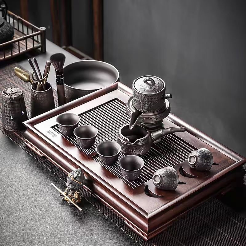 Set Gongfu de ceai din ceramică, cu ceainic, cești și tavă melamină
