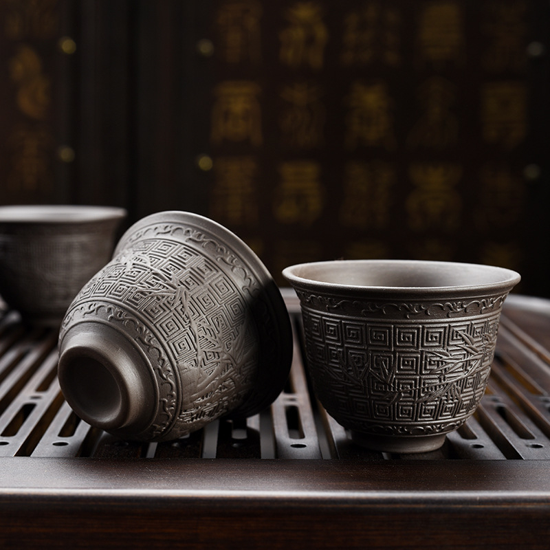 Set Gongfu de ceai din ceramică, cu ceainic, cești și tavă melamină