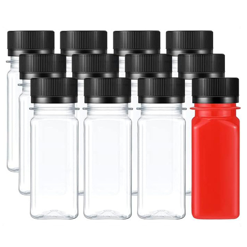 60ml Διαφανές τετράγωνο μπουκάλι ποτών από PET με καπάκι κατά κλοπής