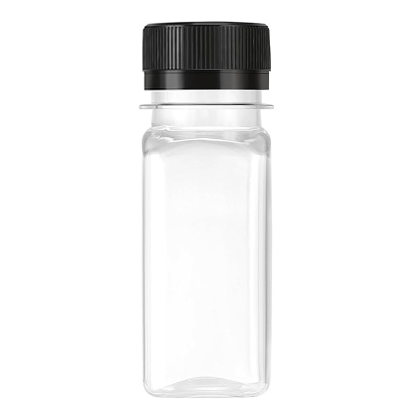 60ml Διαφανές τετράγωνο μπουκάλι ποτών από PET με καπάκι κατά κλοπής