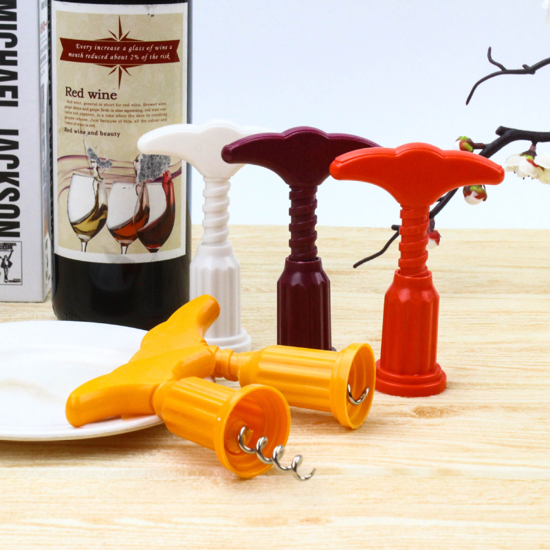 Deschizător de sticle pentru vin roșu, din plastic, portabil, cu imprimare de logo