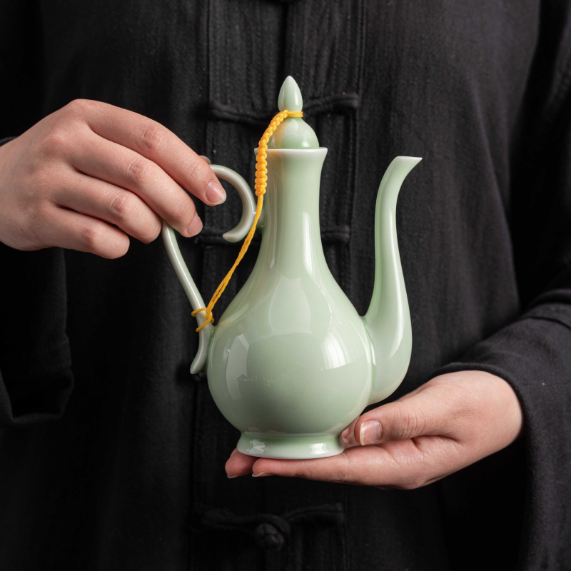 Vas ceramic de vin în stil chinezesc, design vintage, 10 ml pahar înalt cu suport și pahare mini