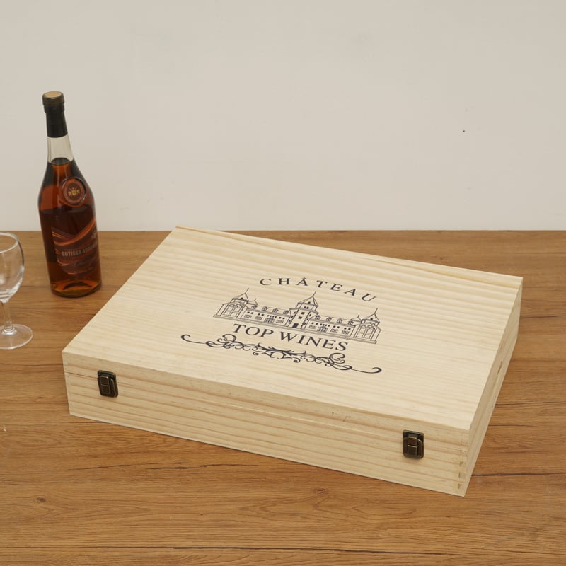 Sunny Wood Cutie din lemn pentru vin roșu, set 6 bucăți, vopsită, cutie cadou