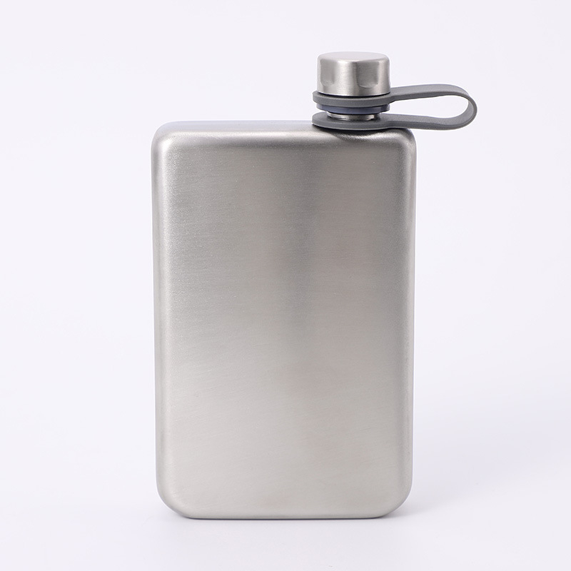 Sticlă de vin din oțel inoxidabil, pătrată, pentru călătorii, cu design plat, compactă pentru mașină