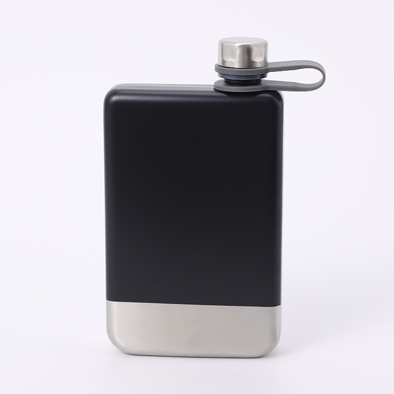 Sticlă de vin din oțel inoxidabil, pătrată, pentru călătorii, cu design plat, compactă pentru mașină