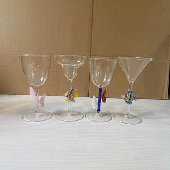 Pahar de vin în formă de fluture, din sticlă borosilicat colorată, rezistent la temperaturi înalte, pentru uz casnic, 201–300 ml, imprimare logo disponibil