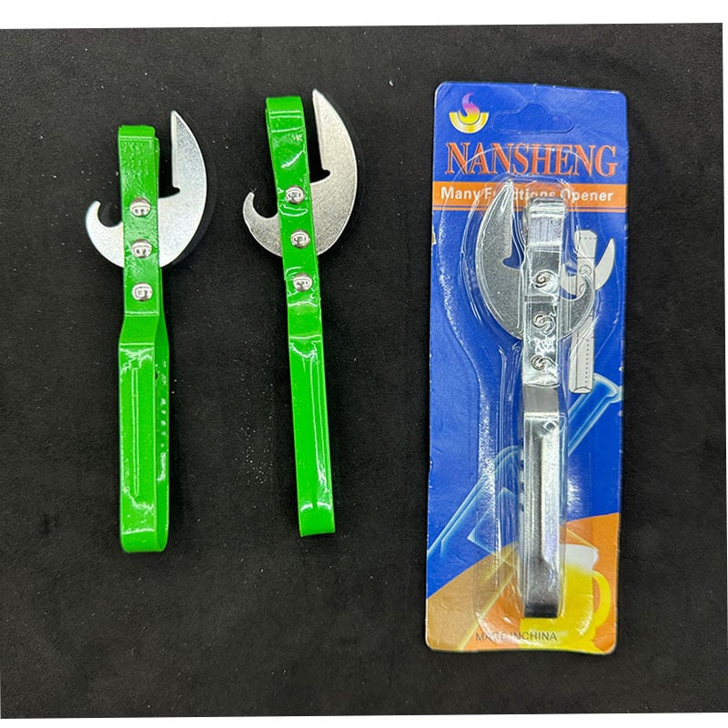 Deschizător de sticle cu trei funcții, mâner cu acoperire pulverizată, oțel inoxidabil și plastic, 14 cm lungime
