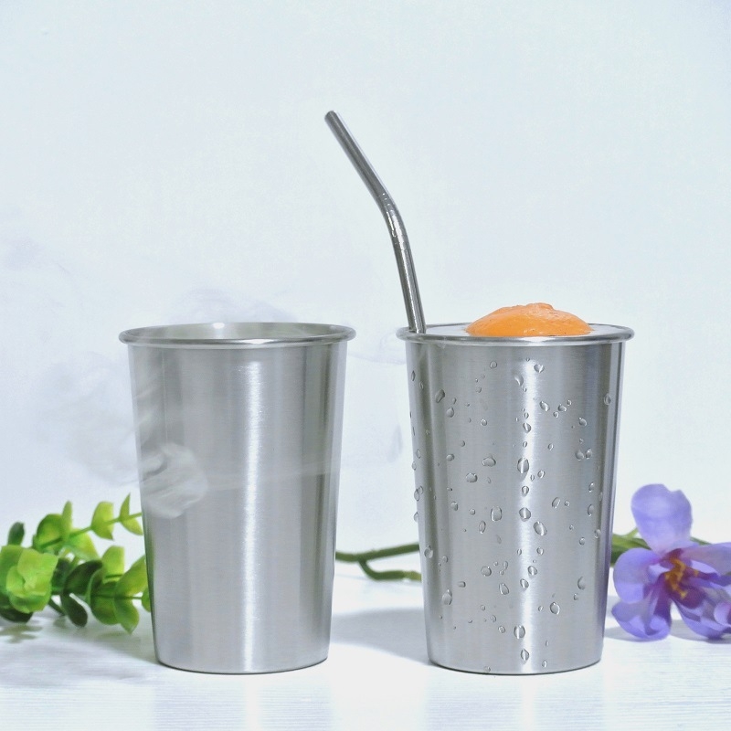 Halbă de bere din oțel inoxidabil 304, 500 ml, margine rulată, simplă și ușor de purtat