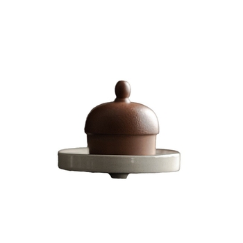 Suport ceramic pentru capac, pictură manuală cu poezie, accesoriu vintage pentru ceremonia de ceai gongfu