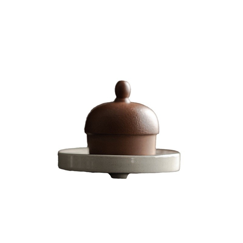 Suport ceramic pentru capac, pictură manuală cu poezie, accesoriu vintage pentru ceremonia de ceai gongfu