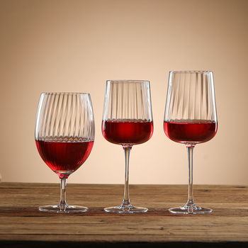 Pahar de vin transparent din cristal cu fețe verticale, potrivit pentru vin roșu, șampanie și coniac, capacitate 301–400 ml