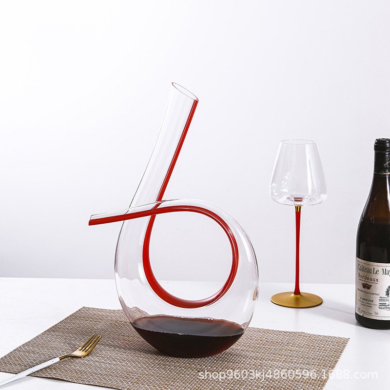 Decantor de vin din sticlă cristală – set pentru uz casnic, stil european, 1000 ml, design minimalist modern