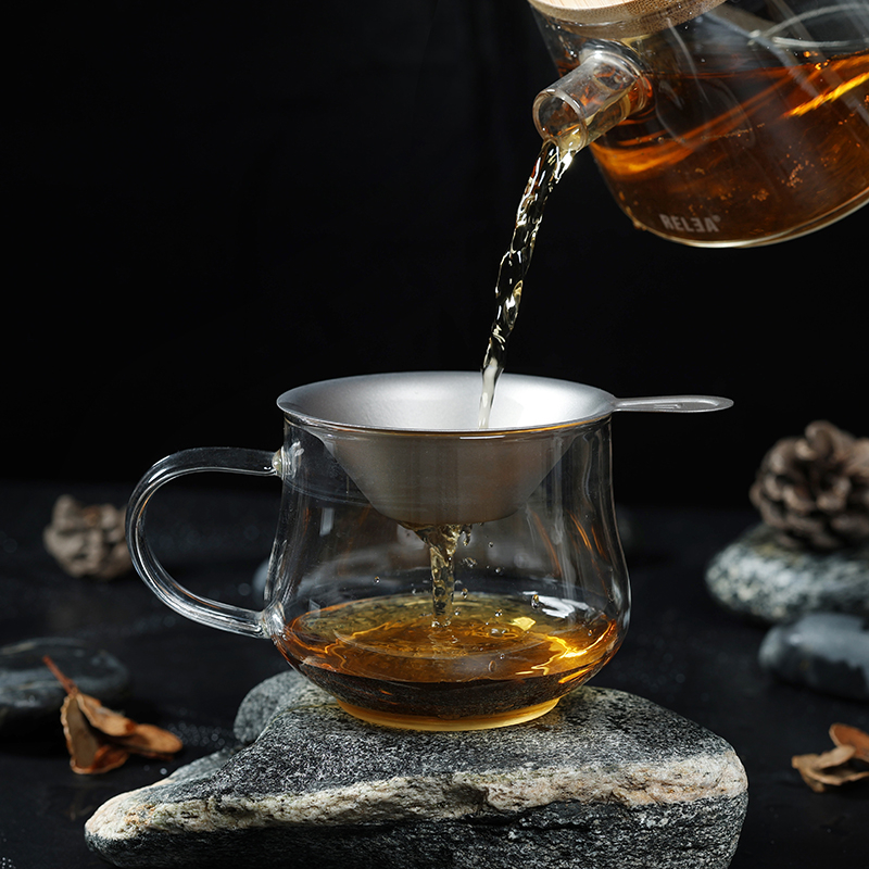 Filtru de ceai din titan pur – infuzor cu plasă fină, pentru ceainic și ceașcă, stil Kung Fu