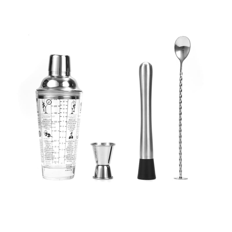 Shaker de cocktail din sticlă, set de unelte pentru bar din oțel inoxidabil, shaker manual