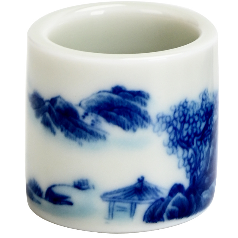 Accesorii pentru ceremonia ceaiului din porțelan bleu-albastru: suport ceramic pentru cești, suport pentru ceainic, tavă pentru ceai, covoraș termic pentru ceai, set retro Kung Fu pentru ceai