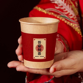 Cupe de hârtie pentru nuntă, de unică folosință, groase, roșii, pentru ceai și apă, set de accesorii pentru nuntă