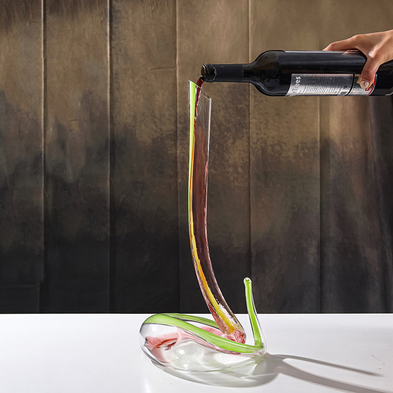Decanter în formă de șarpe, lux ușor, stil retro, design din sticlă, realizat manual, cutie cadou, pahare de bere
