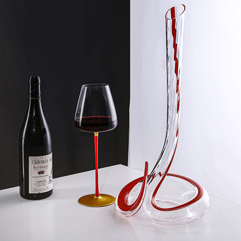 Decanter în formă de șarpe, lux ușor, stil retro, design din sticlă, realizat manual, cutie cadou, pahare de bere
