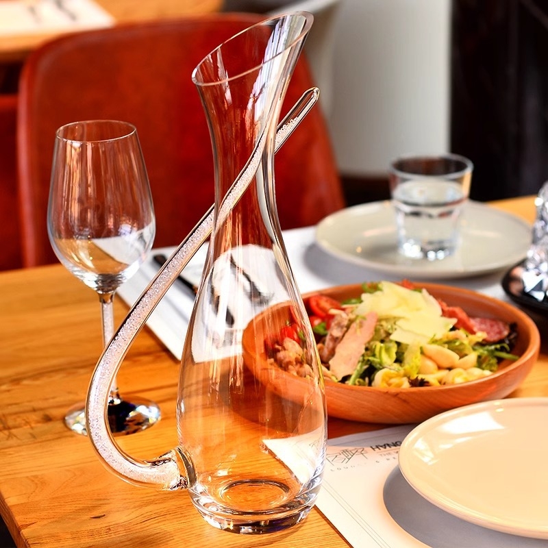 Decantor de vin din sticlă cu cristale încrustate, dispenser de vin pentru uz casnic, pahar de vin, pahar de vin roșu, stil nordic minimalist