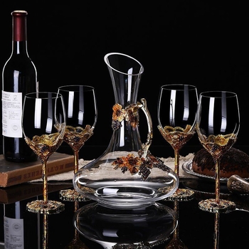 Set de pahare de vin din cristal emailat – stil european, pentru uz casnic, decantator, cadou de nuntă