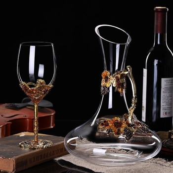 Set de pahare de vin din cristal emailat – stil european, pentru uz casnic, decantator, cadou de nuntă