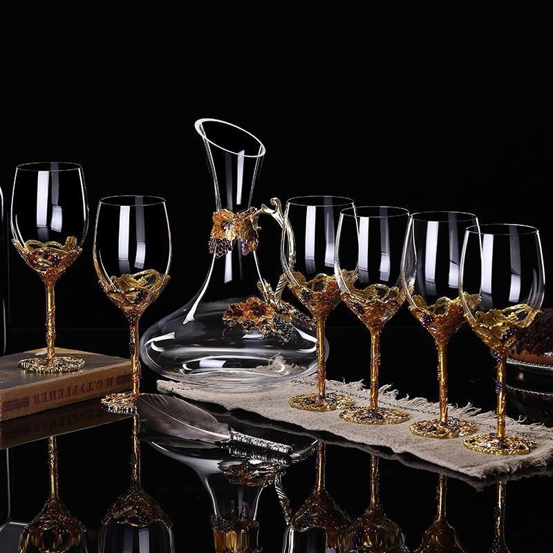 Set de pahare de vin din cristal emailat – stil european, pentru uz casnic, decantator, cadou de nuntă