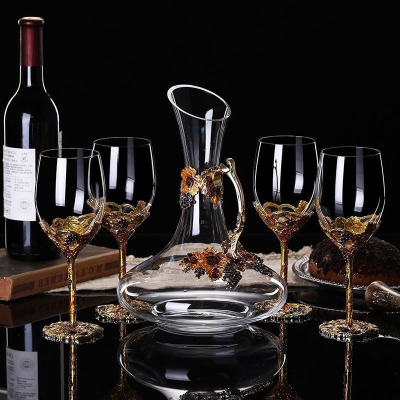 Set de pahare de vin din cristal emailat – stil european, pentru uz casnic, decantator, cadou de nuntă