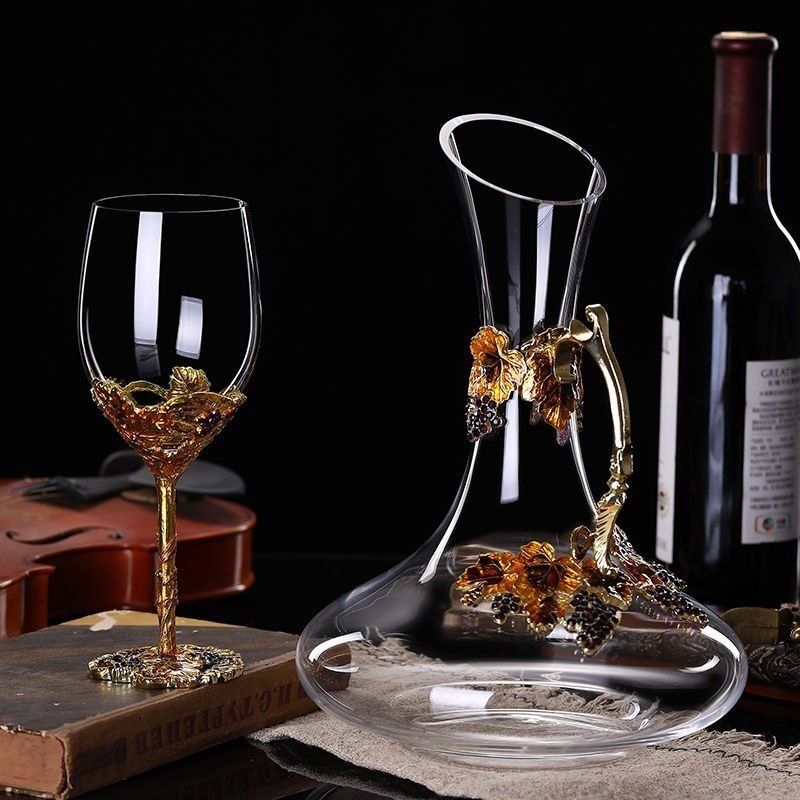Set de pahare de vin din cristal emailat – stil european, pentru uz casnic, decantator, cadou de nuntă