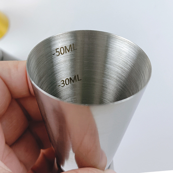 Măsurător pentru cocktailuri din oțel inoxidabil, cu capete duble și margine dreaptă, 25/50 ml, finisaj natural