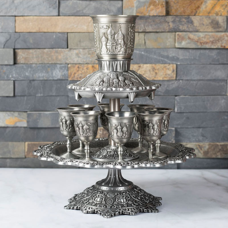 Suport metalic pentru pahare de vin și set de turnare – aliaj de zinc, stil retro luxos, cadou