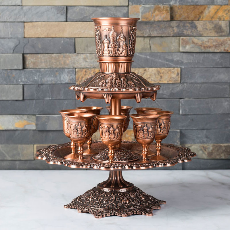 Suport metalic pentru pahare de vin și set de turnare – aliaj de zinc, stil retro luxos, cadou