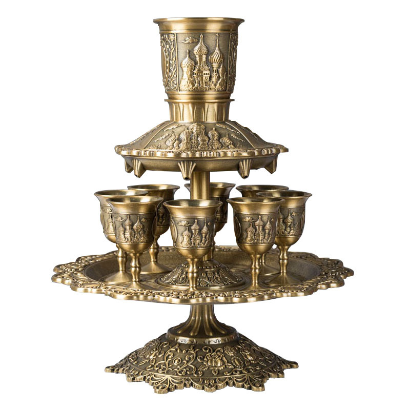 Suport metalic pentru pahare de vin și set de turnare – aliaj de zinc, stil retro luxos, cadou
