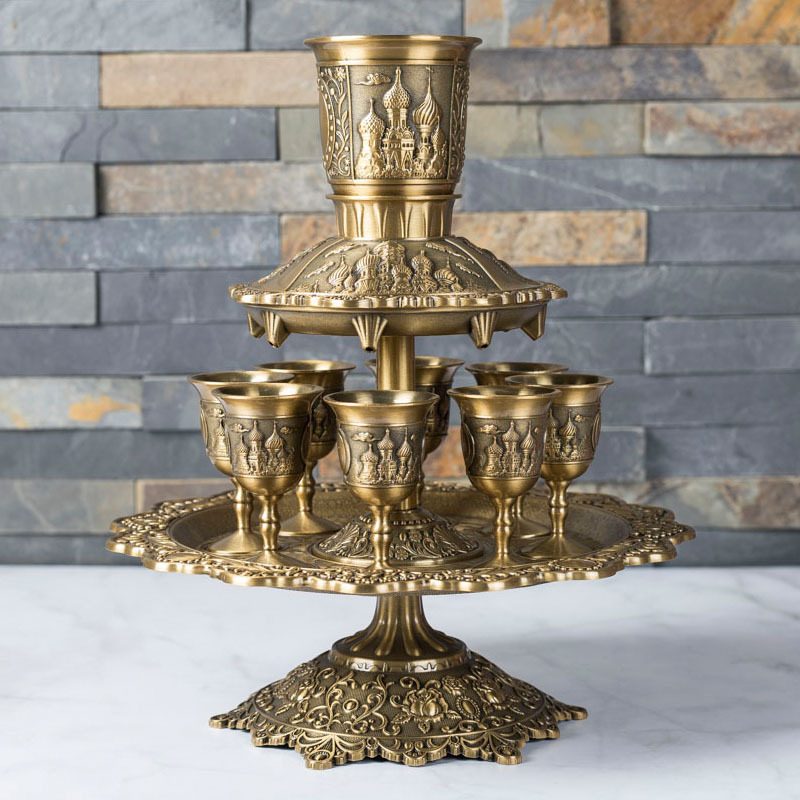 Suport metalic pentru pahare de vin și set de turnare – aliaj de zinc, stil retro luxos, cadou