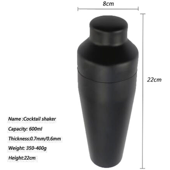 Set de 8 piese din oțel inoxidabil mat negru – shaker pentru cocktailuri, instrumente de bar în stil franțuzesc, set complet