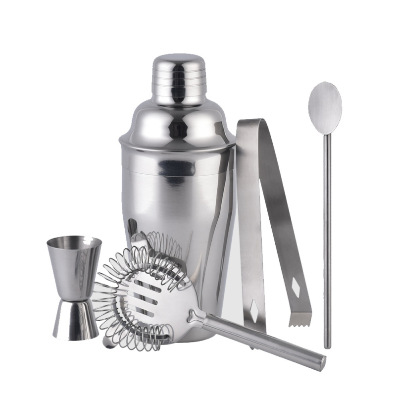Set de 8 piese din oțel inoxidabil mat negru – shaker pentru cocktailuri, instrumente de bar în stil franțuzesc, set complet