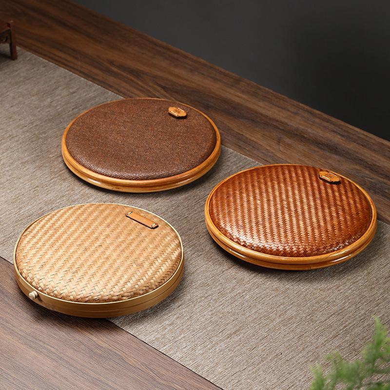 Cutie din bambus lucrată manual pentru Pu-erh tea cake cu divizoare – depozitare pentru șapte bucăți Pu-erh