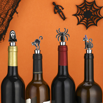 Dop de vin Halloween, în formă de fantomă-păianjen-pisică, pentru conservarea vinului – mic cadou