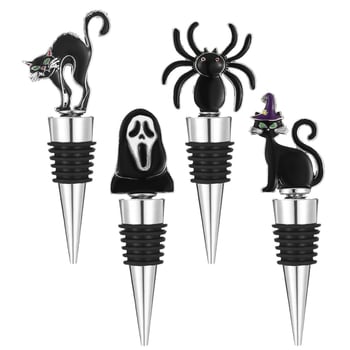 Dop de vin Halloween, în formă de fantomă-păianjen-pisică, pentru conservarea vinului – mic cadou