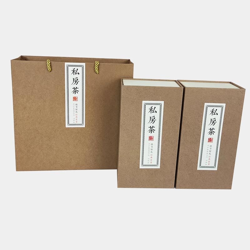 Ceai Da Hong Pao în cutie cadou cu cutie goală – carton Kraft premium, jumătate jin (≈250 g)