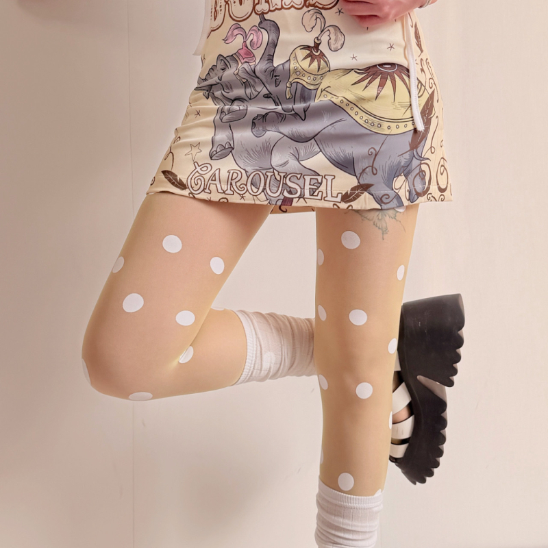 Ženske prozirne hulahopke s šarenim velikim točkicama, polka dot uzorak, izuzetno tanke za proljeće i ljeto