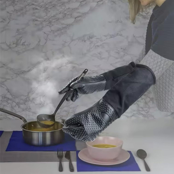 Mănuși din silicon Qincheng pentru gătit, 50 cm, lungime extinsă, rezistente la temperaturi înalte, anti-arsură, pentru cuptor și cuptor cu microunde