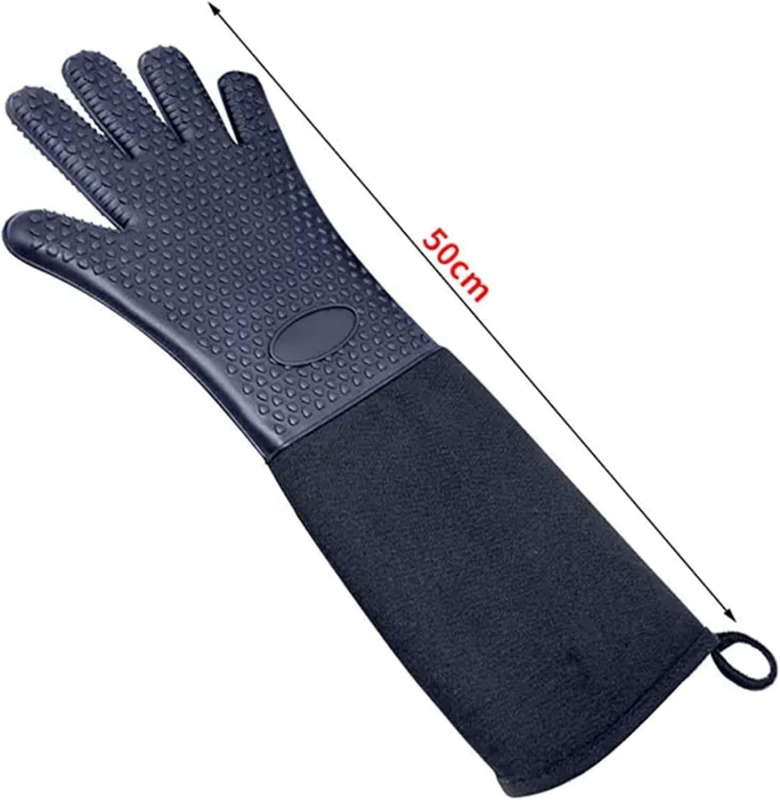 Mănuși din silicon Qincheng pentru gătit, 50 cm, lungime extinsă, rezistente la temperaturi înalte, anti-arsură, pentru cuptor și cuptor cu microunde