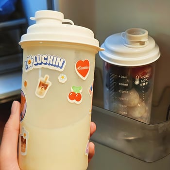 Pahar în stil japonez pentru cold brew și apă rece, capacitate mare, shaker, din plastic alimentar, portabil vara