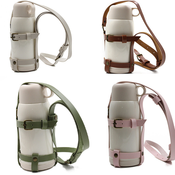 Husă din piele pentru cană, reglabilă, cu curea crossbody – pentru călătorii, izolație termică