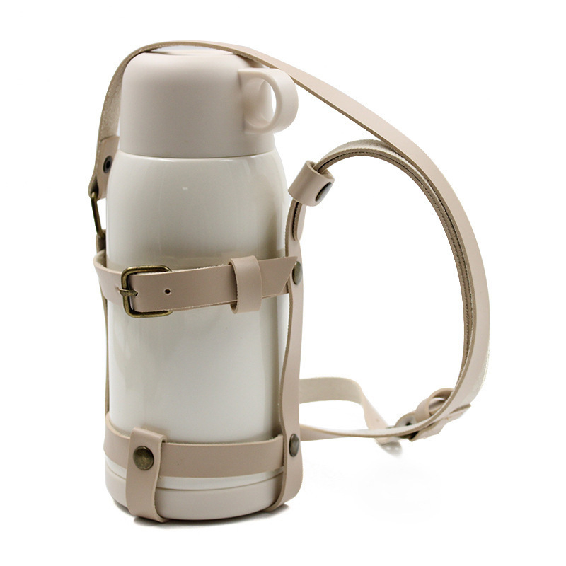Husă din piele pentru cană, reglabilă, cu curea crossbody – pentru călătorii, izolație termică