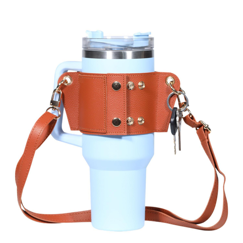 Husă din piele pentru cana Stanley 40oz, cu bretea de umăr reglabilă