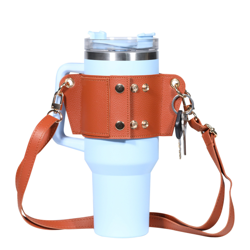 Husă din piele pentru cana Stanley 40oz, cu bretea de umăr reglabilă