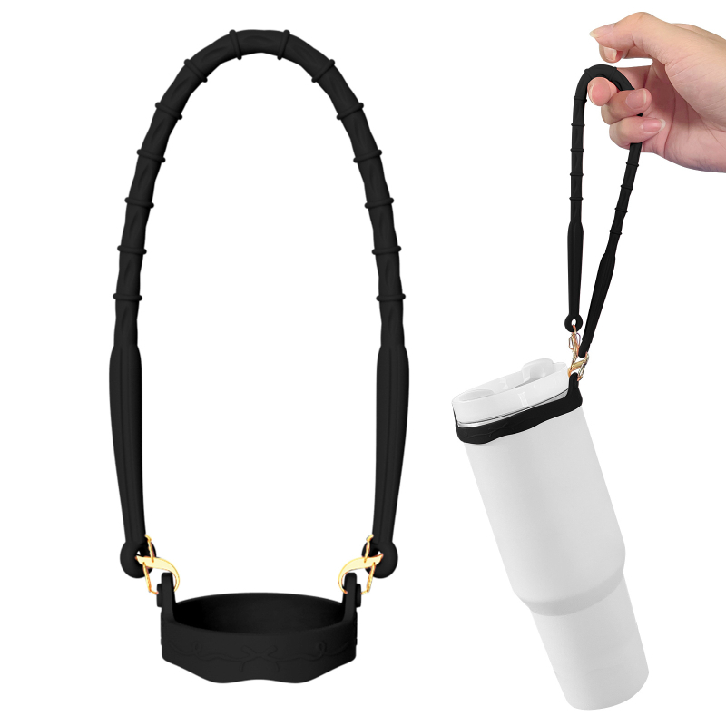 Set mânere pahare din silicon alb (2 buc.) cu șnur de agățare pentru sticlă