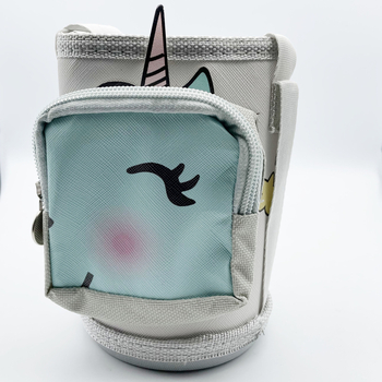 Husă pentru termos pentru copii, cu buzunar și portofel, accesoriu pentru geantă crossbody, imprimeu brodat